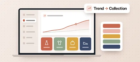 Illustration of a fashion trend dashboard on a laptop